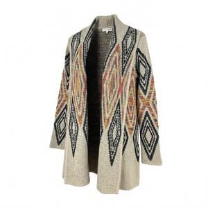 Woven Heart Multicolor Patterned Cardigan